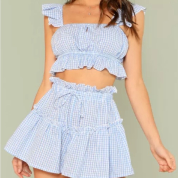 SHEIN Tops - Blue gingham set